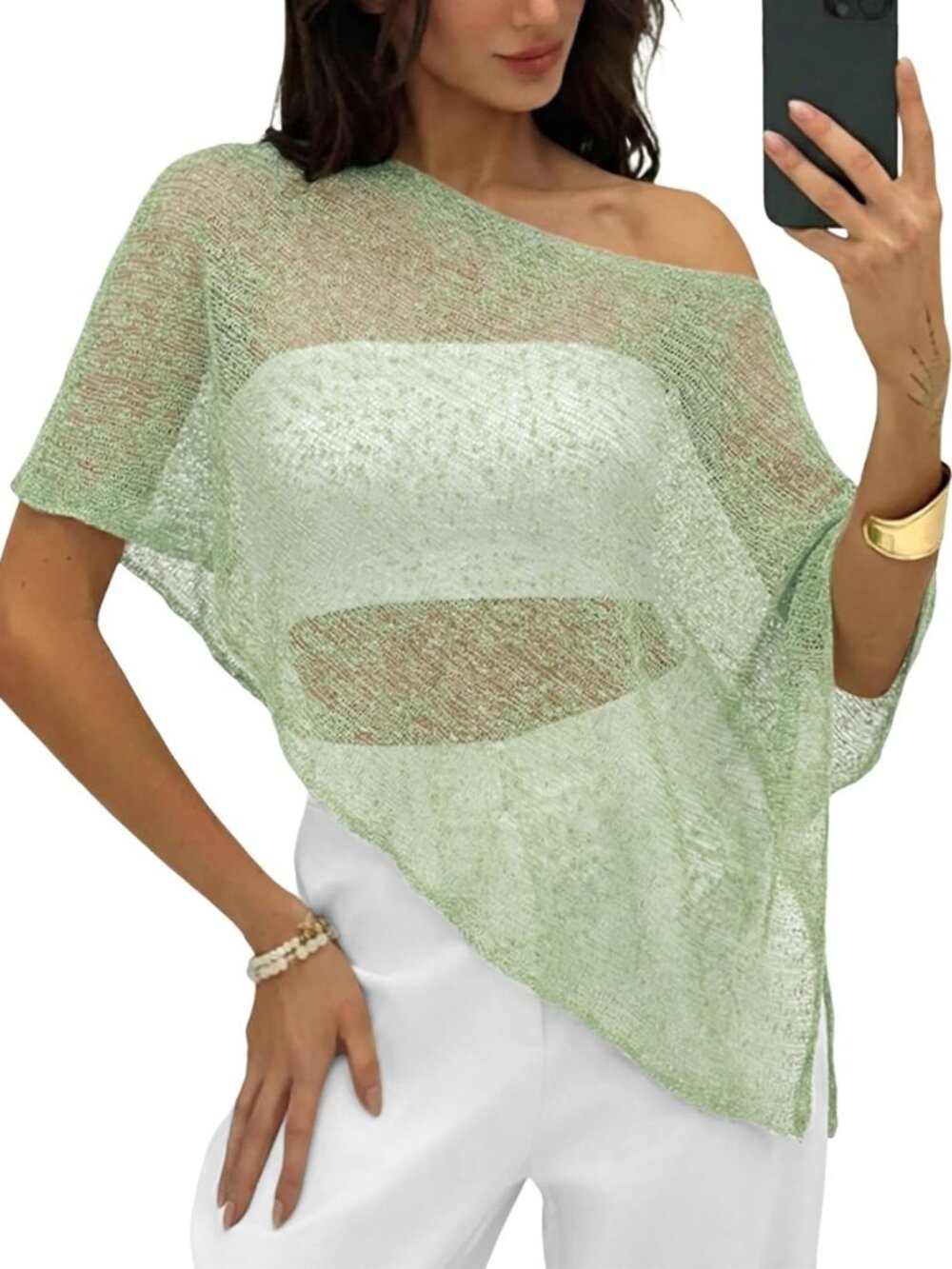 Womens Sheer Poncho Shrug Bolero Lightweight Knit Crochet Shrug Mesh Cover Up